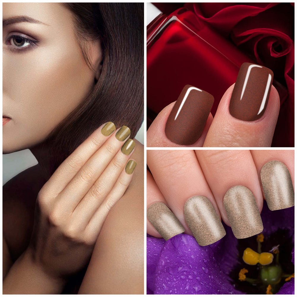 YECIRALA brown orange glitter wraps for quick glam nails