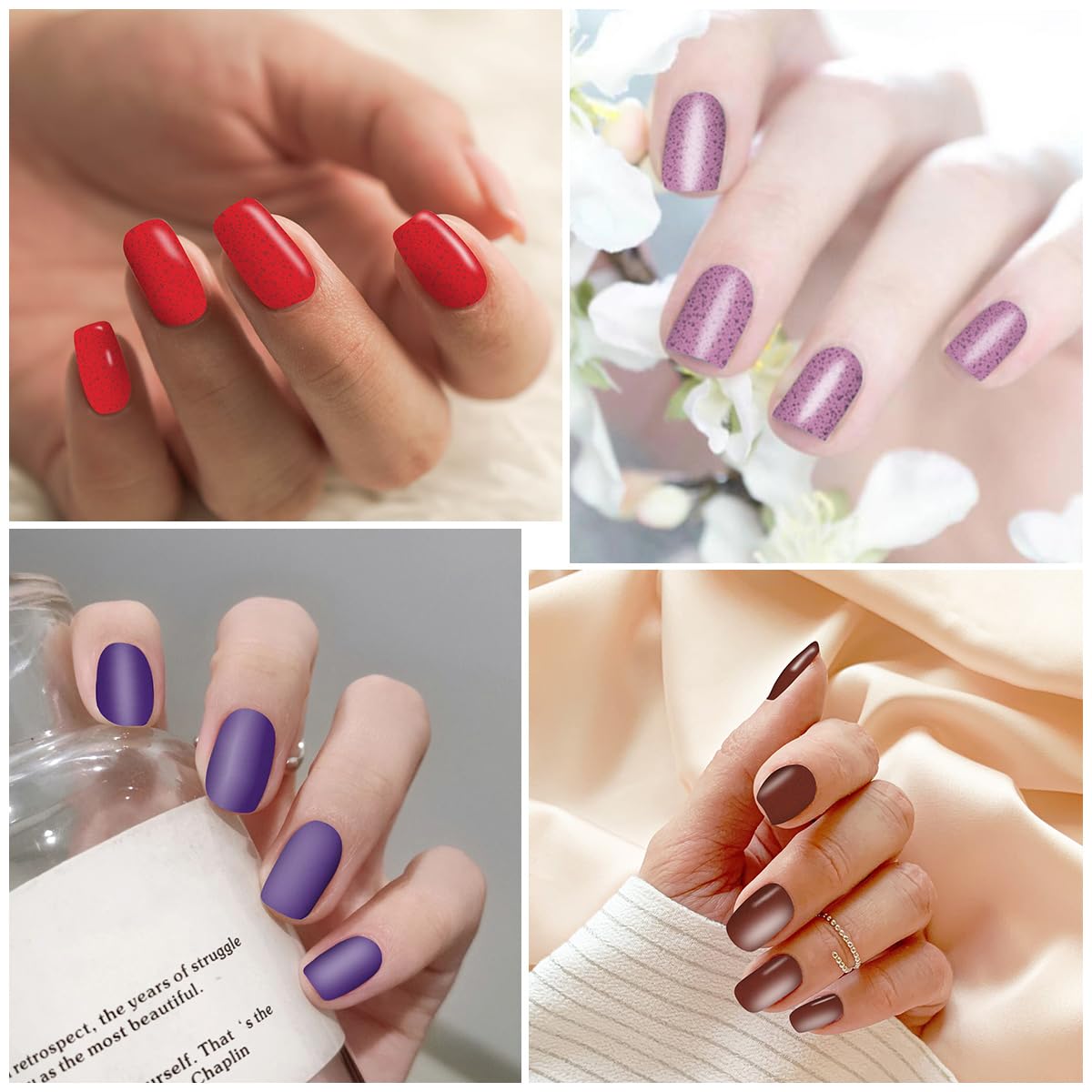 YECIRALA finished pink-red nail art look after simple wrap