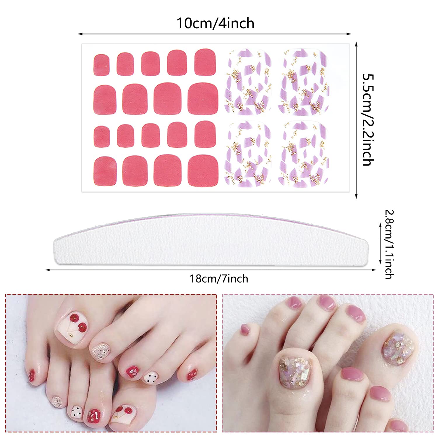 YECIRALA gradient rose shimmer toenail stickers bring a soft, luminous look.