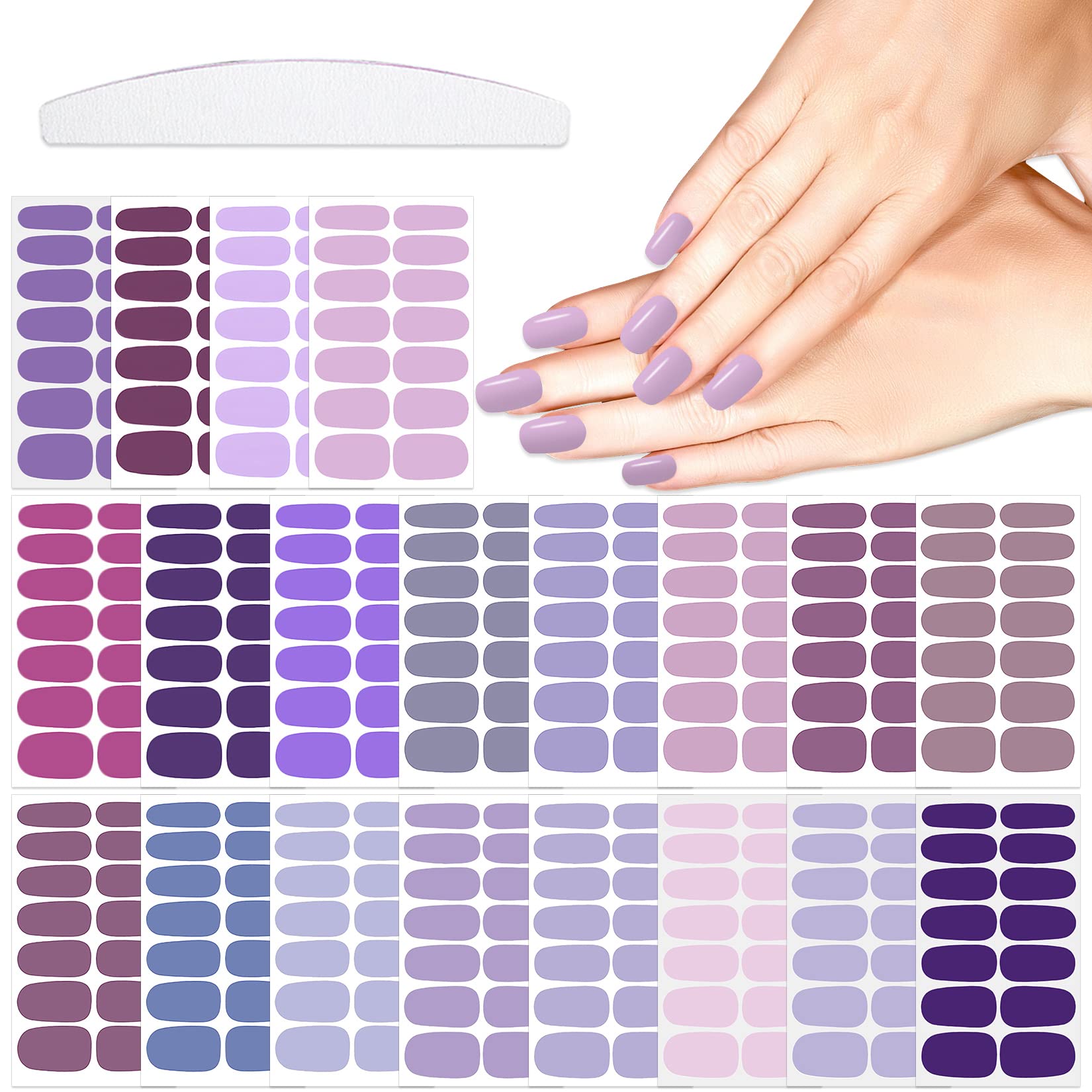 YECIRALA purple full nail stickers collection for quick DIY manicures.