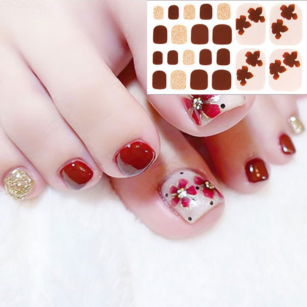 YECIRALA rose gold glitter toe wraps for festive or daily wear.