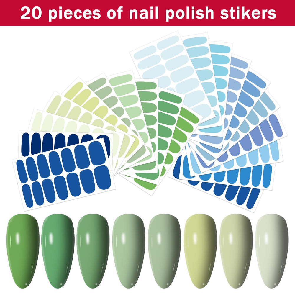YECIRALA blue-green solid designs for versatile nail art