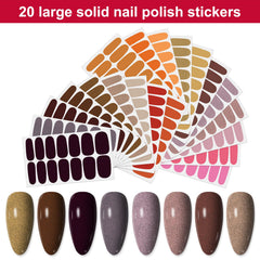 YECIRALA solid nail wrap designs on a sheet for versatile nail art.