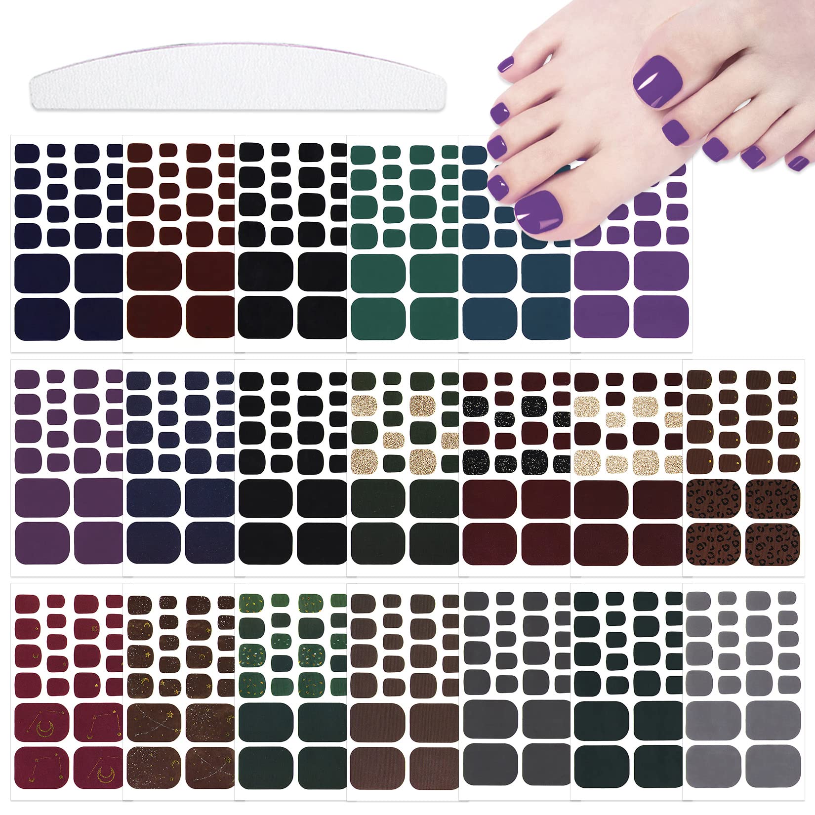 YECIRALA toenail stickers box with 20 sheets offering quick DIY nail art