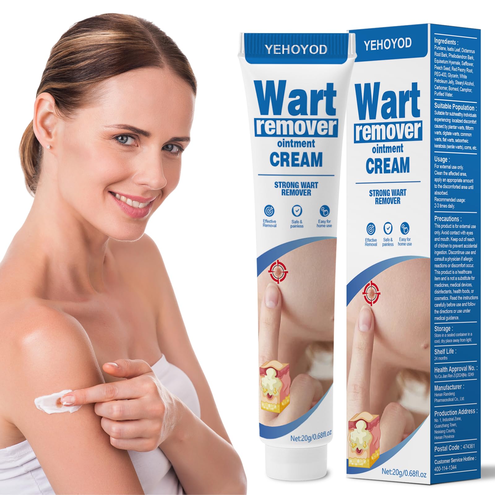 YEHOYOD fast-acting kit packaging for at-home skin tag removal convenience.