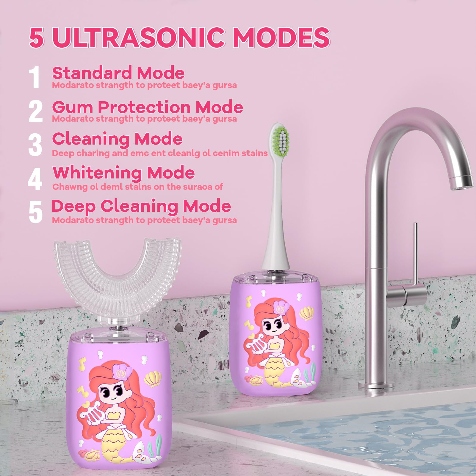 Six sonic cleaning modes for gentle to intensive cleaning