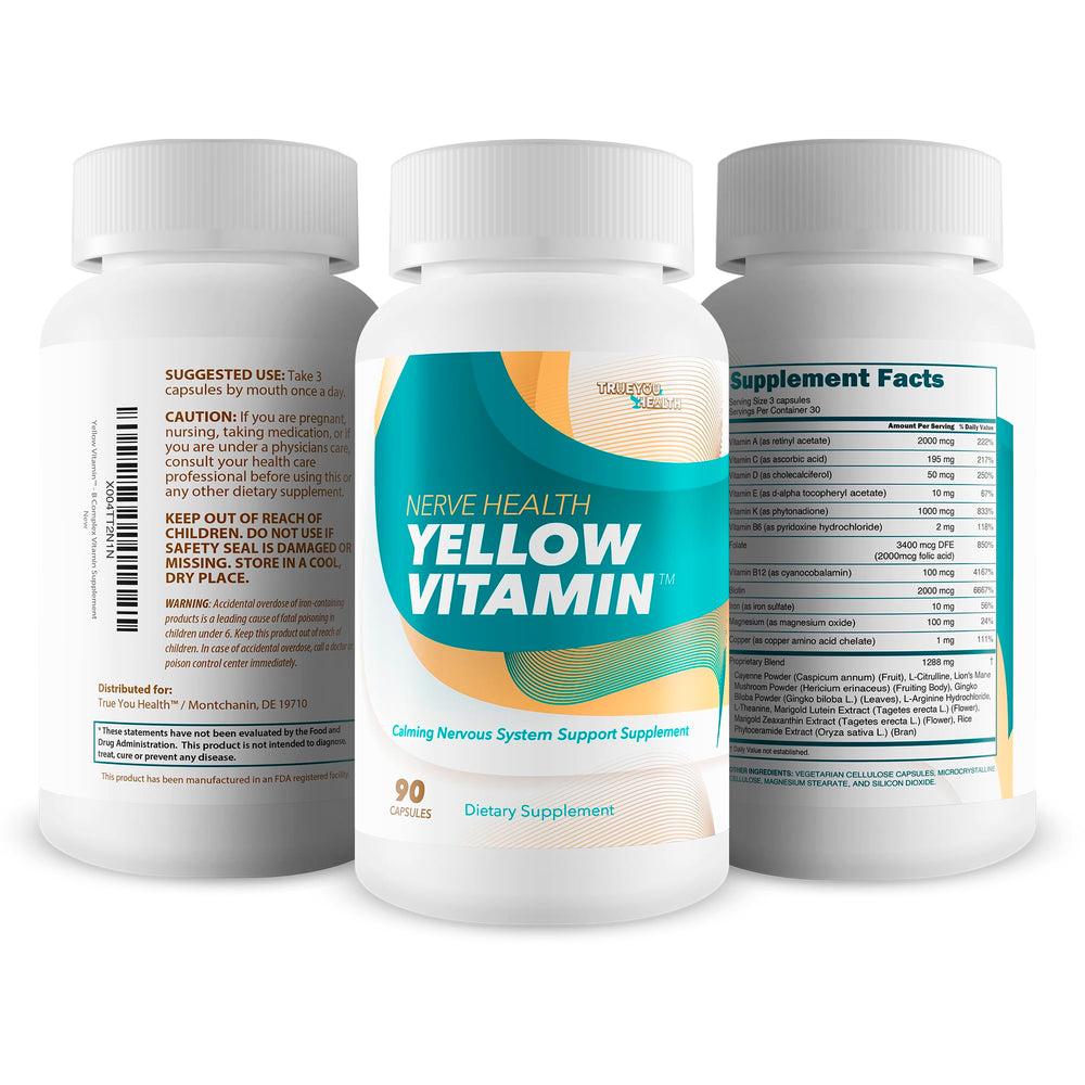 Ingredients and nutrients panel for Yellow Vitamin for Nerves