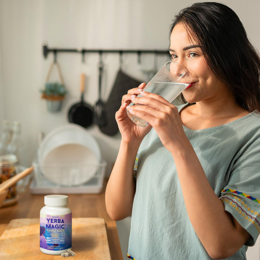 Graphic indicating 60 servings per bottle of Yerba Magic Capsules