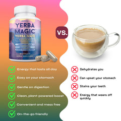 Active lifestyle scene with Yerba Magic capsules for energy and focus