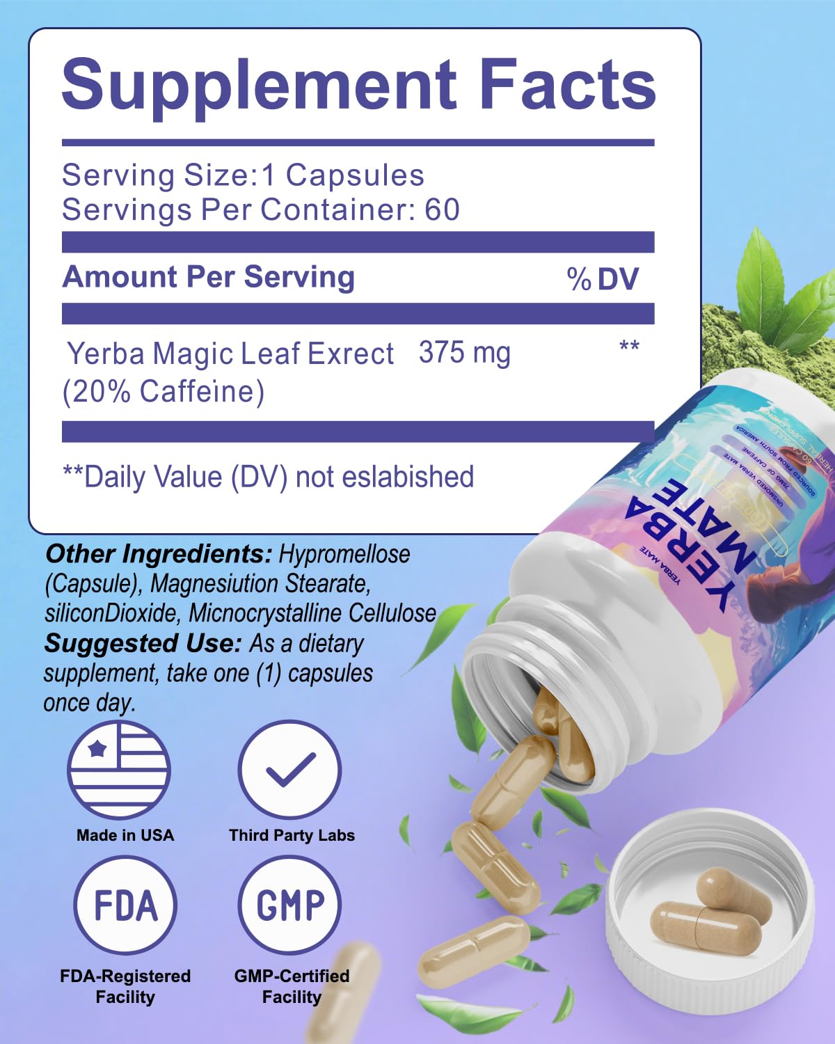 Close-up of Yerba Mate capsule details