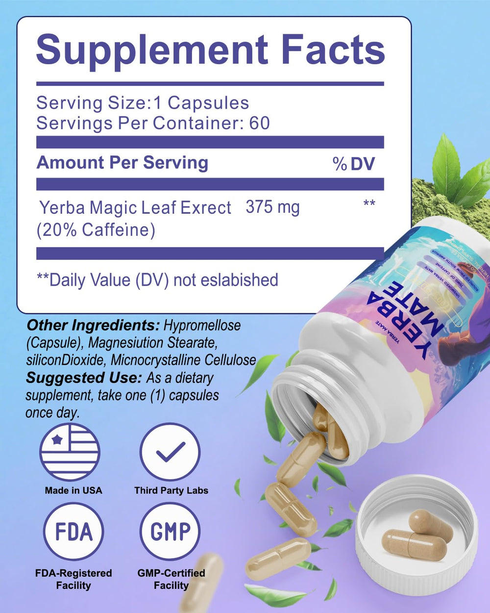 Close-up of Yerba Mate capsule details