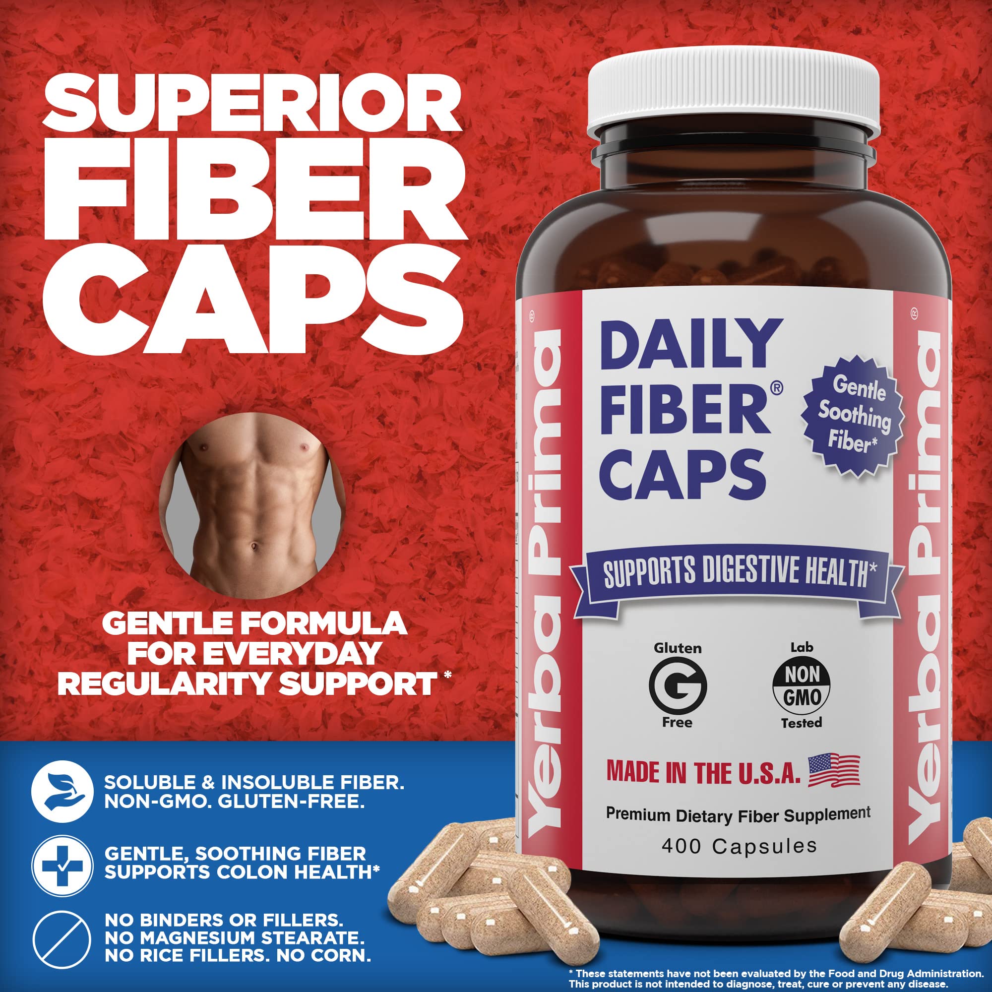 Close-up of fiber capsules highlighting ingredients