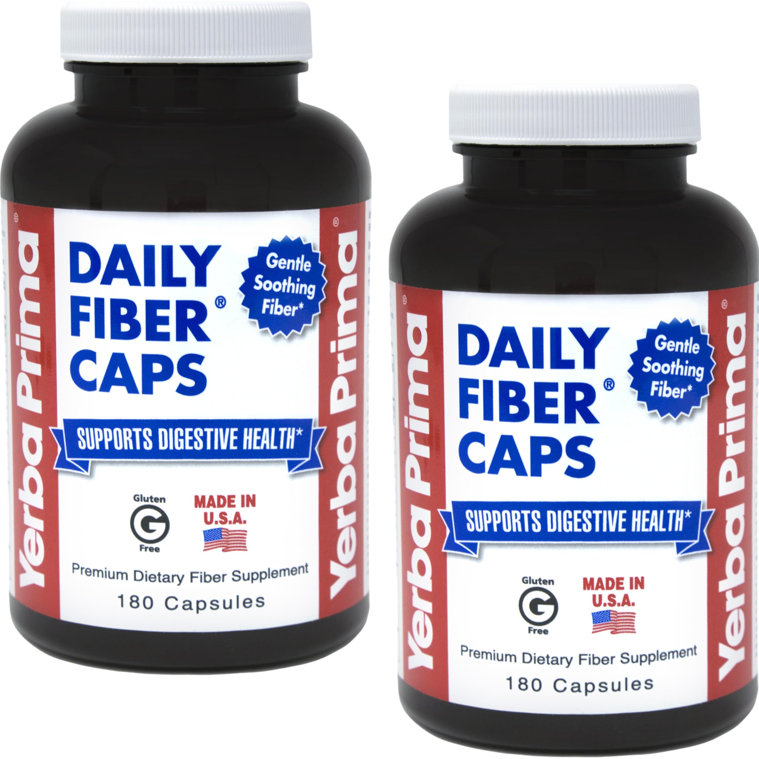 Front view of Yerba Prima Daily Fiber Formula pack of 2 bottles