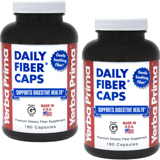 Front view of Yerba Prima Daily Fiber Formula pack of 2 bottles