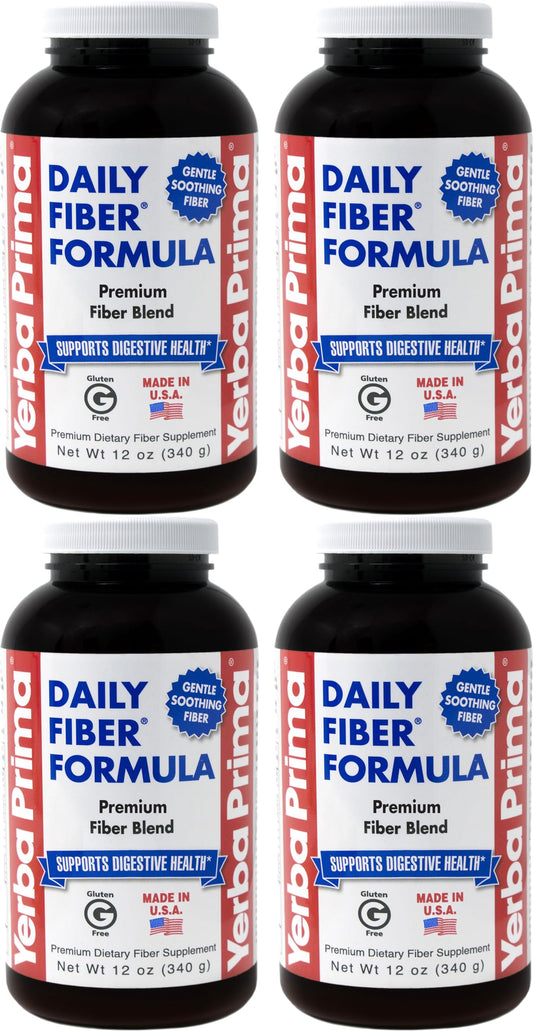 Hero image: Yerba Prima Daily Fiber Formula Powder, 12 oz, Pack of 4.