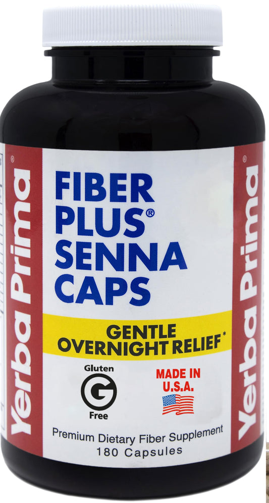 Yerba Prima Fiber Plus Senna Capsules bottle with label