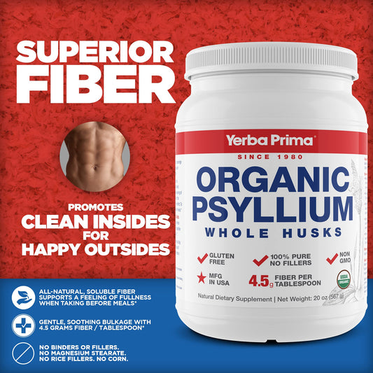 Yerba Prima Psyllium Husk product label close-up