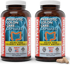 Yerba Prima Prebiotic Colon Care Capsules bottle with label