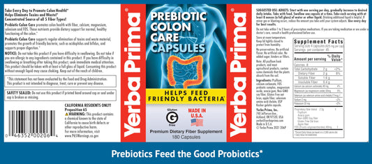 Back label of Yerba Prima Colon Care Capsules bottle