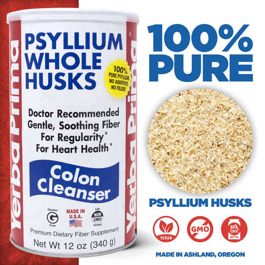 Two bottles of Yerba Prima Psyllium Husk 12 oz pack