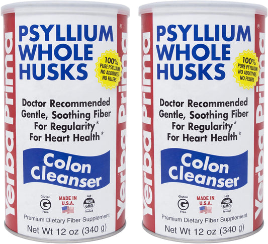 Front view of Yerba Prima Psyllium Husk 12 oz pack (Pack of 2)