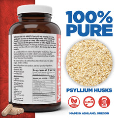 Close-up of Psyllium Husk Capsules showing 625 mg per capsule