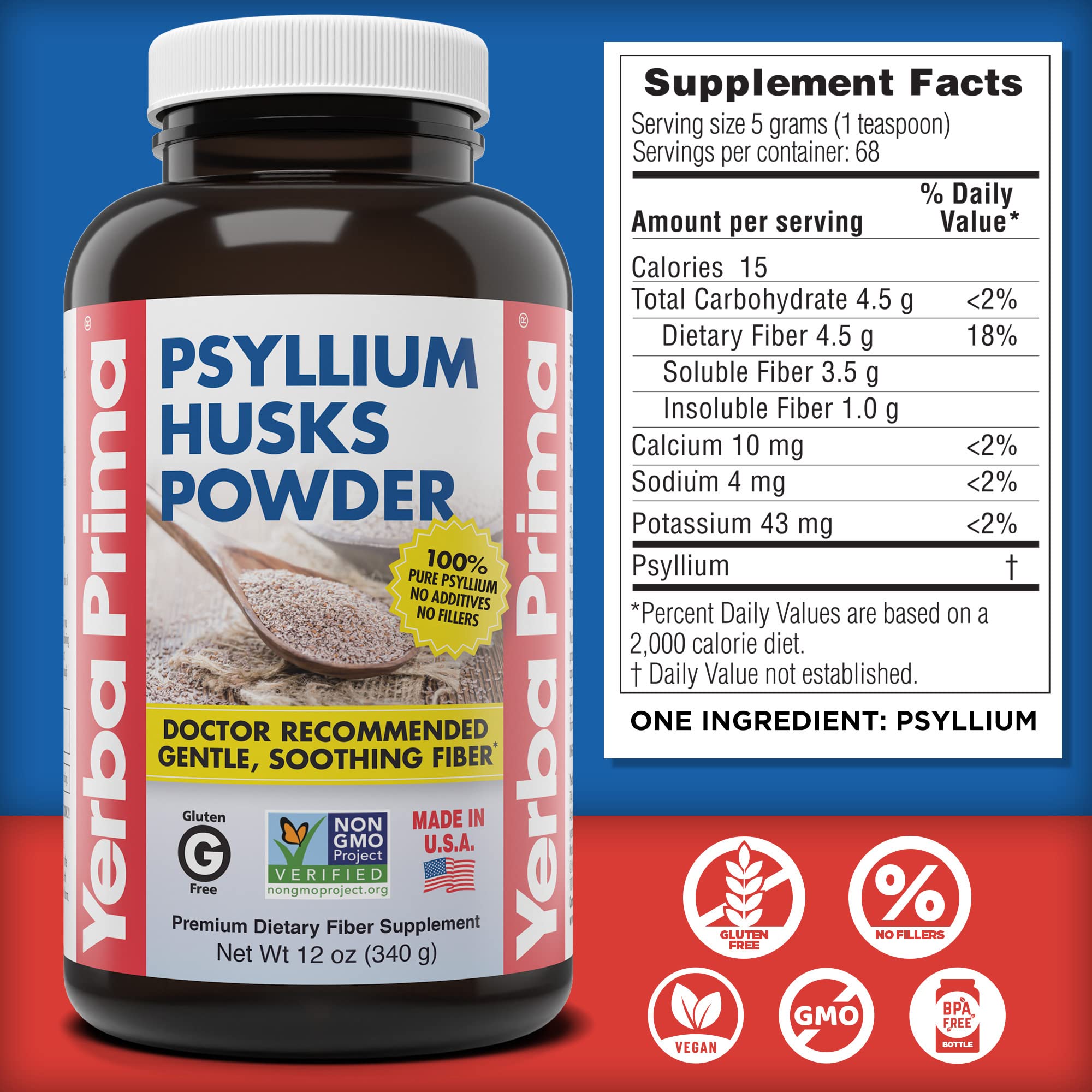 Yerba Prima Psyllium Husk Powder new label packaging