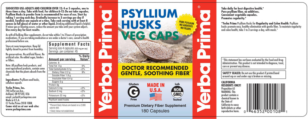 Back label with ingredients and nutrition information
