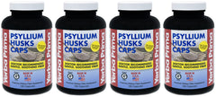 Front view of Yerba Prima Psyllium Husks Caps Pack of 4 Bottles, 180 capsules per bottle