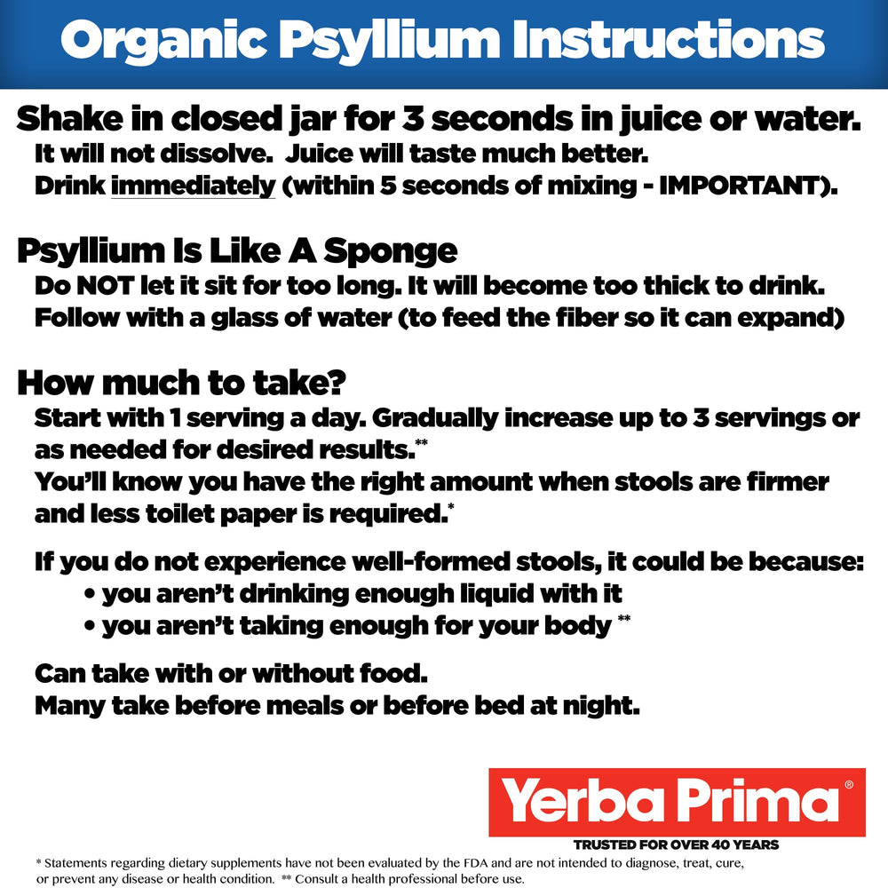 Non-GMO, gluten-free psyllium husks with Certified Organic seal