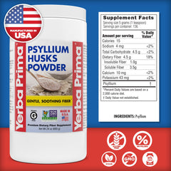 Glass of mixed Yerba Prima psyllium drink for gentle fiber intake.