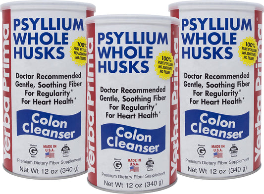 Yerba Prima Psyllium Whole Husks Colon Cleanser 12 oz Pack of 3 – front view
