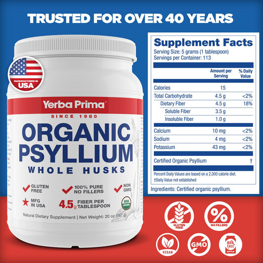Yerba Prima psyllium whole husks product label