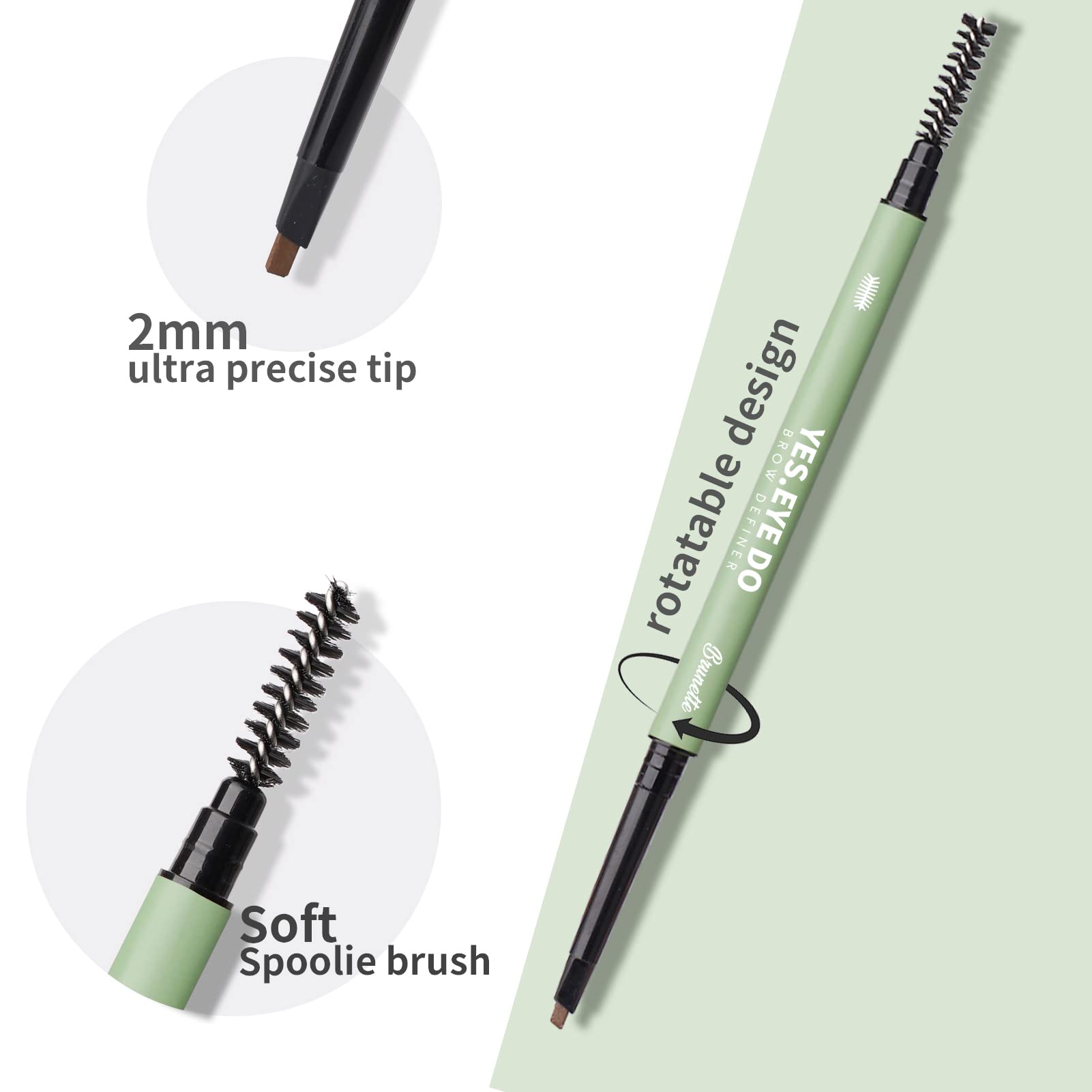 YES.EYE DO grey brow pencil spoolie shown for blending and shaping.