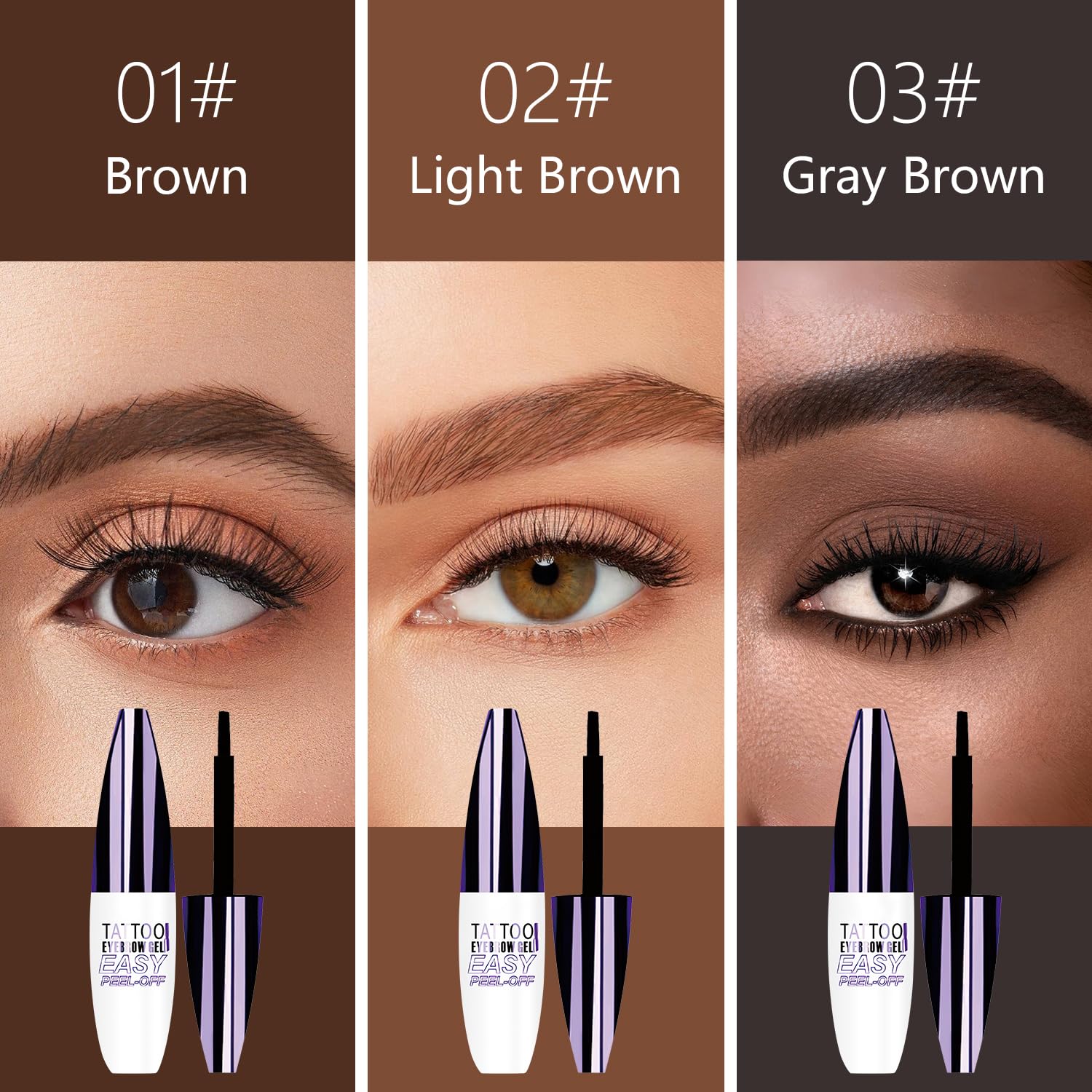 Yetary QICIY brow gel light brown tint for natural daytime definition.