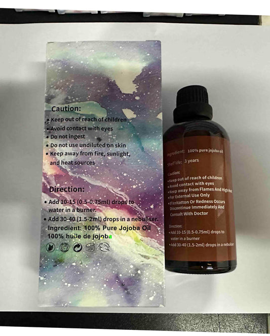 Pure organic jojoba oil bottle with dropper