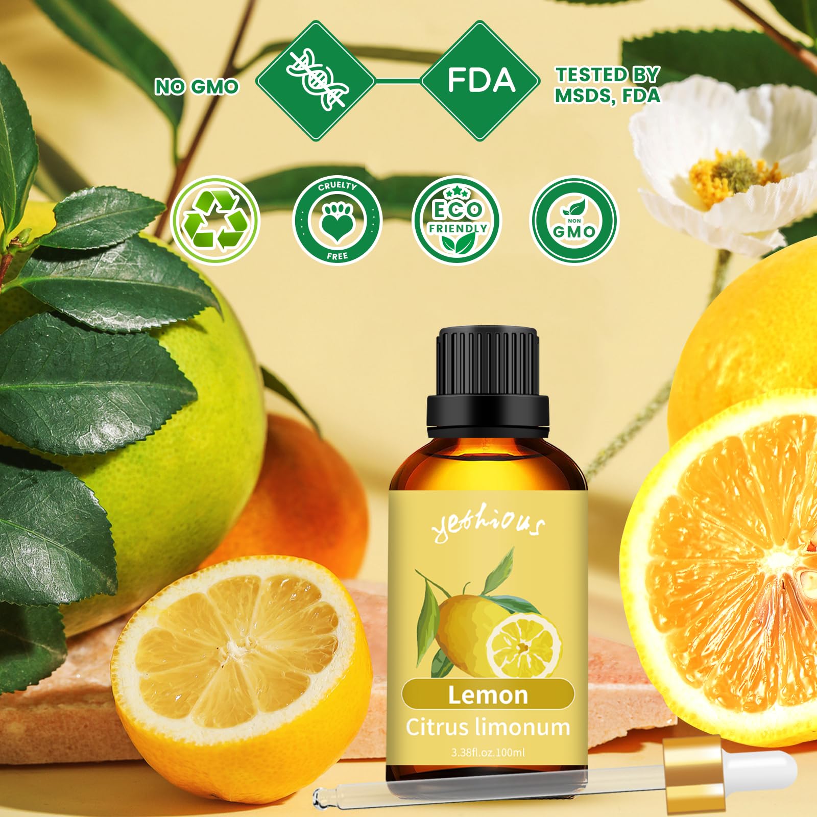 Lemon essential oil cleaning solution with water