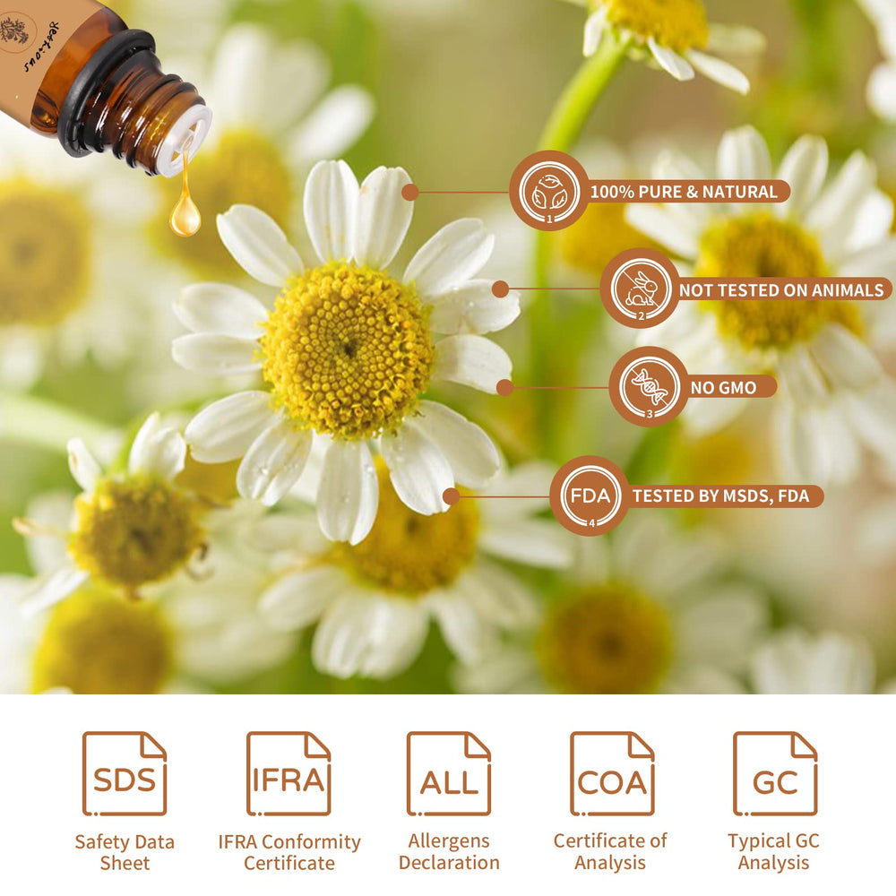 Chamomile essential oil used for skincare