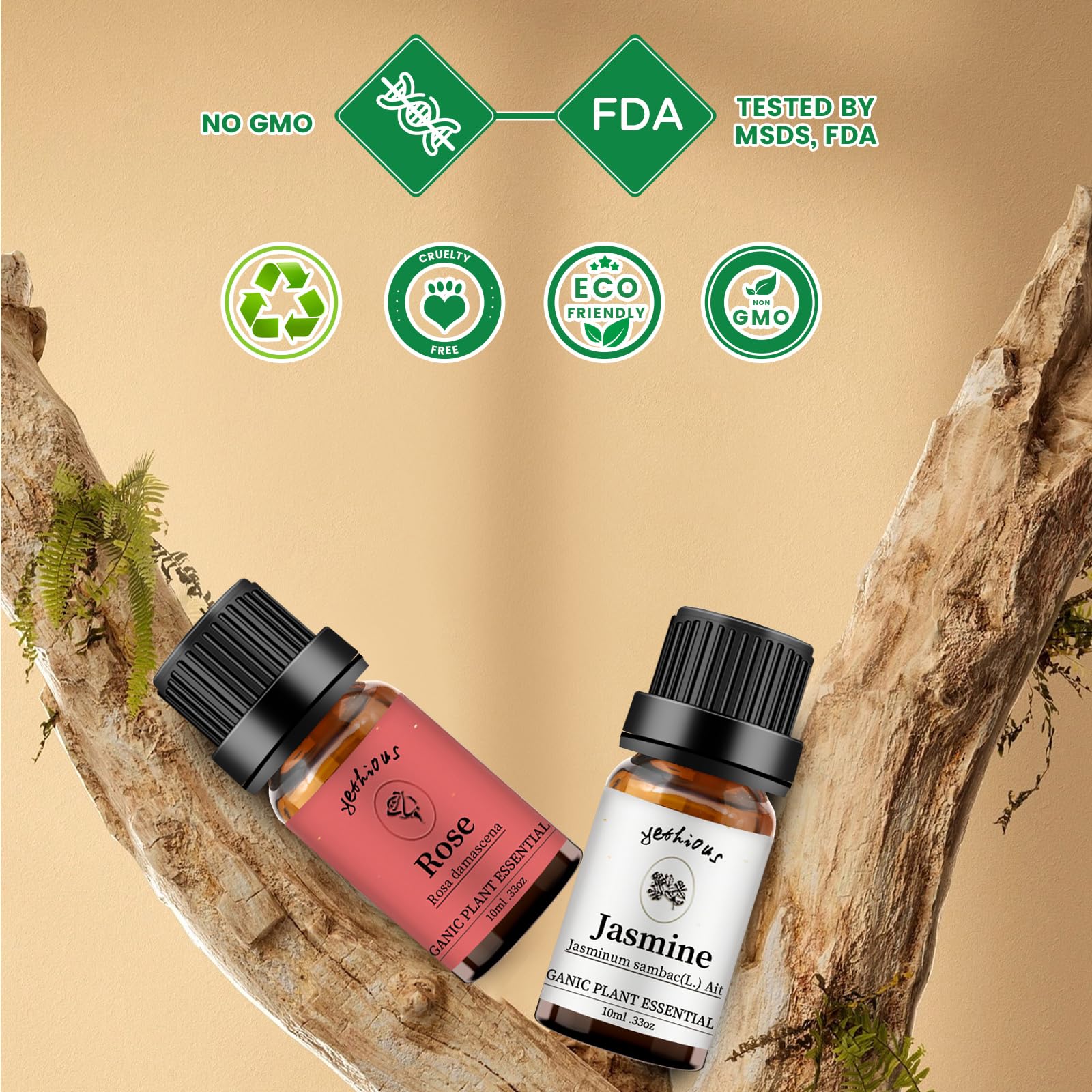 Jasmine and Rose essential oils used for diffusers and perfumery