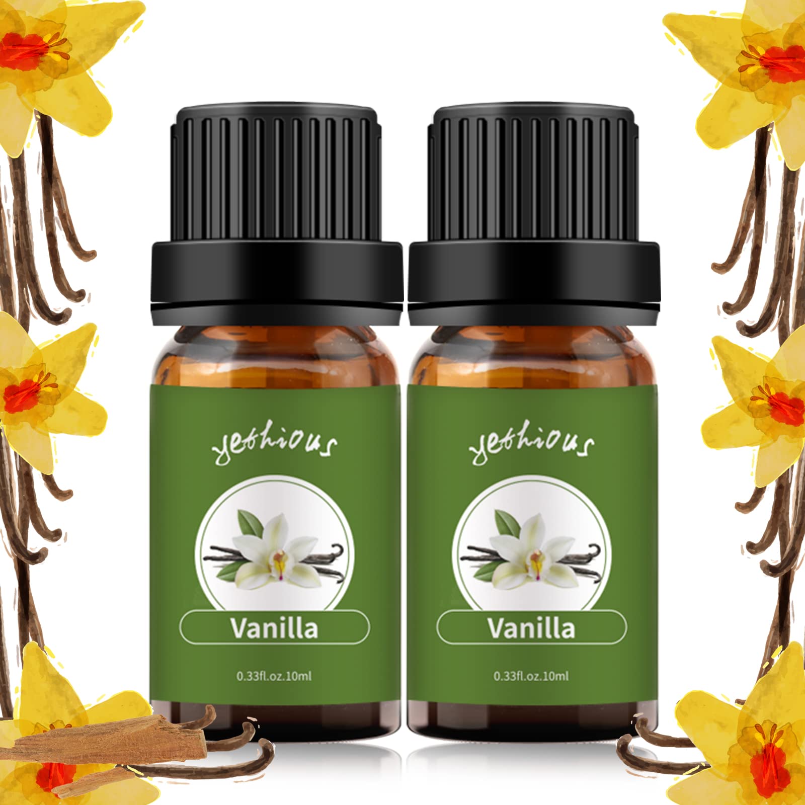 Yethious Vanilla Essential Oil 2-pack bottle front view