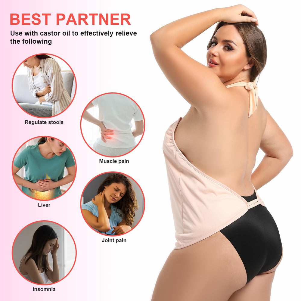 Wearable castor oil vest wrap with elastic bands