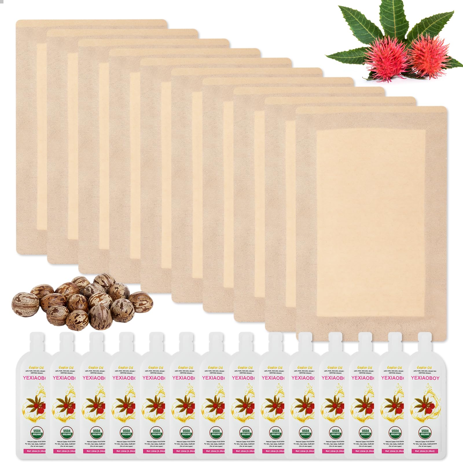 Front view of YEXIAOBOY Castor Oil Pack Wrap on white background