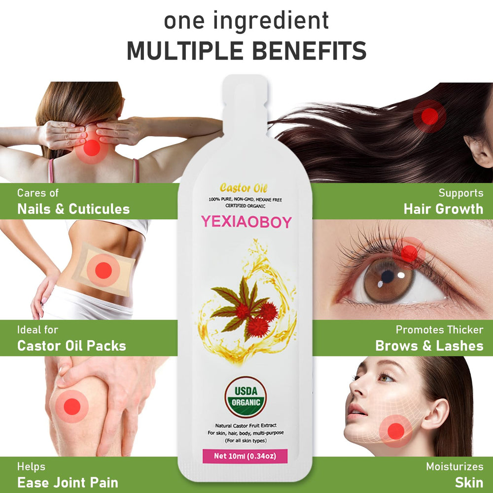 Organic castor oil pouches included in the kit