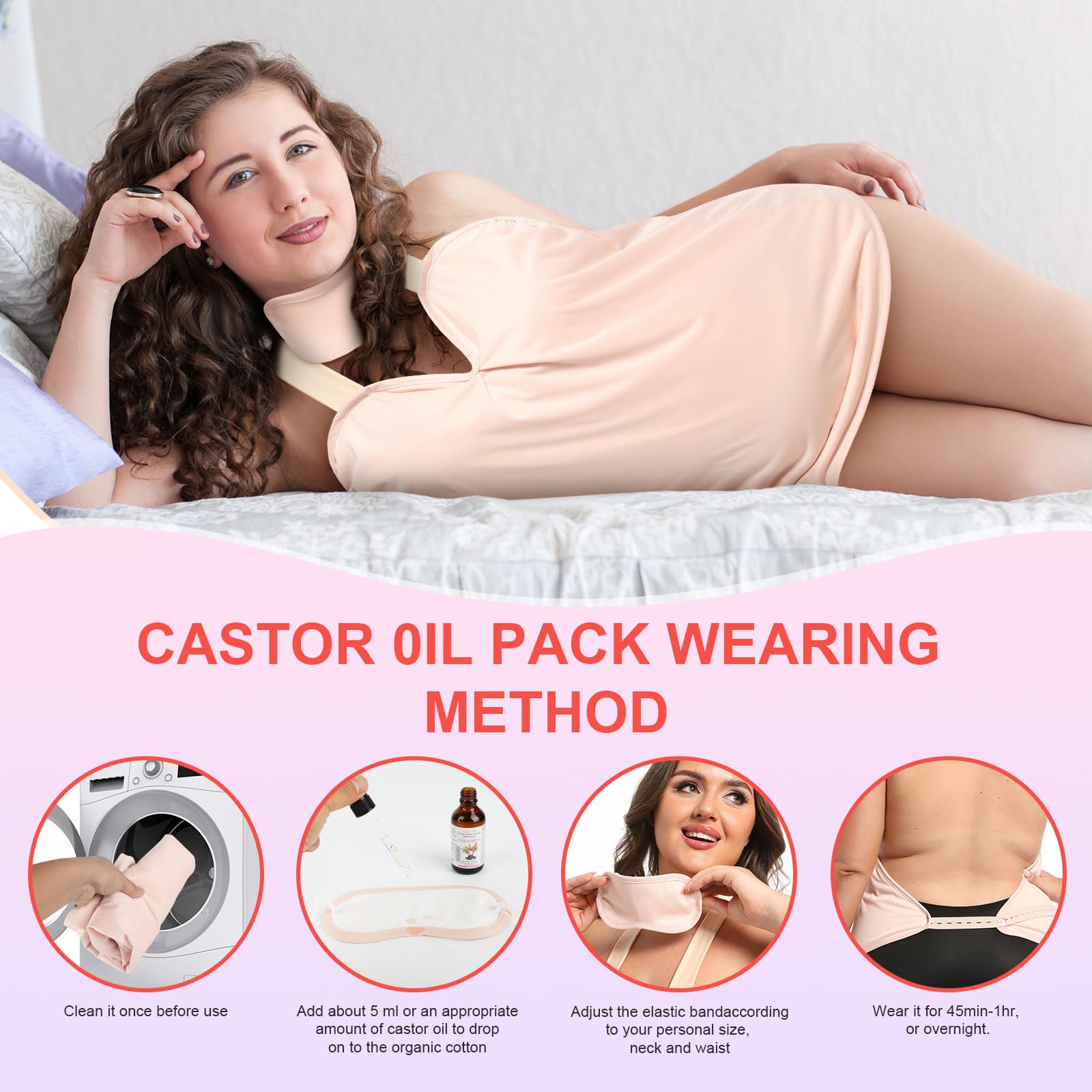 Soft organic cotton flannel lining of the castor oil wrap