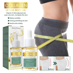YG LianKai collagen lifting oil being applied to the upper arm for firming feel