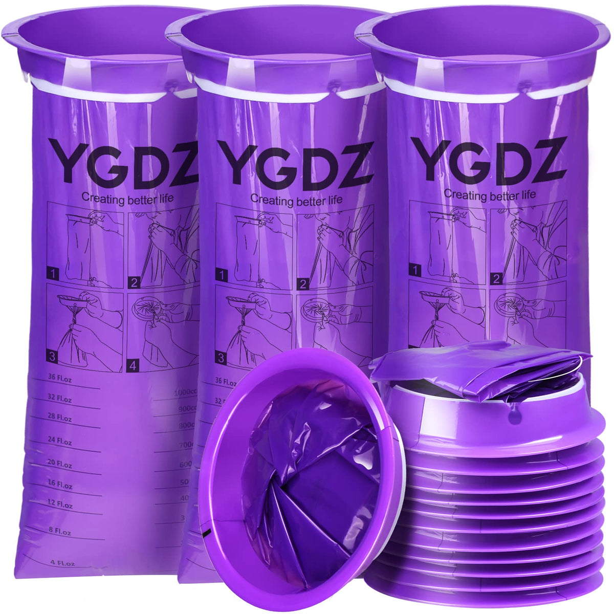 YGDZ Barf Bags wide-opening rim for easy use during travel and motion sickness.
