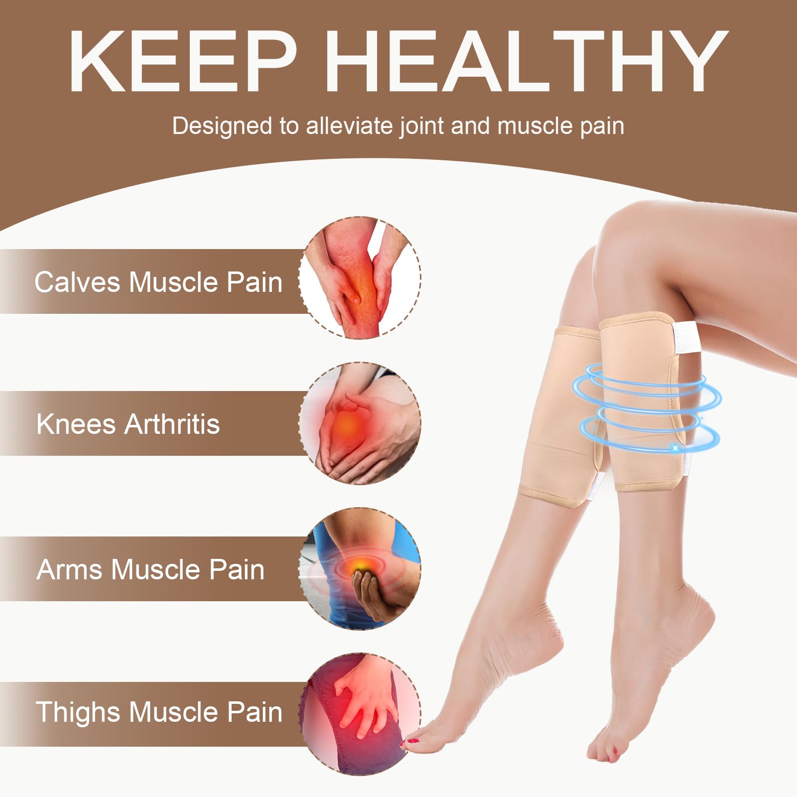 Adjustable knee castor oil wrap showing straps and pads