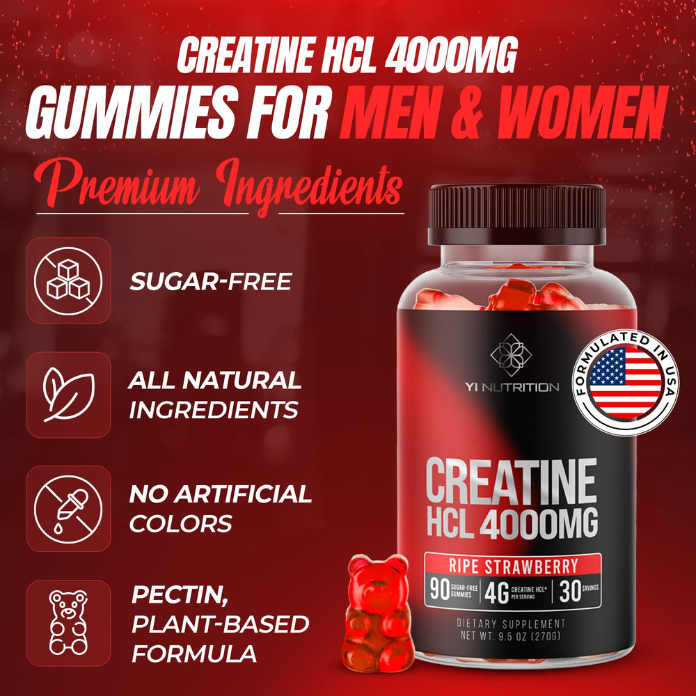 Side view of the Yi Nutrition Creatine HCL Gummy bottle