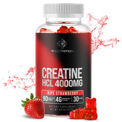 Strawberry-flavored Creatine HCL gummies in bottle