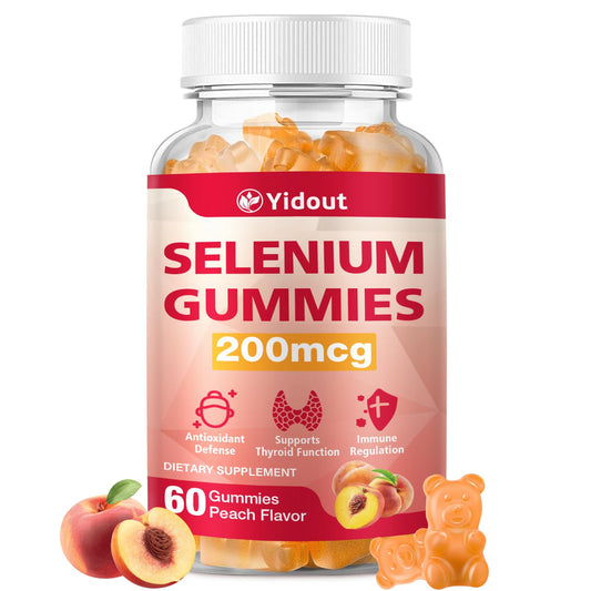 Yidout Selenium Gummies Peach flavor bottle front view